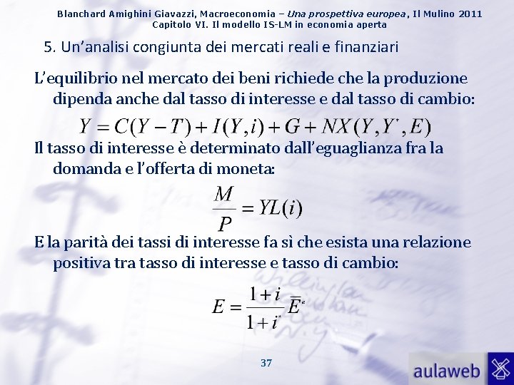 Blanchard Amighini Giavazzi, Macroeconomia – Una prospettiva europea, Il Mulino 2011 Capitolo VI. Il