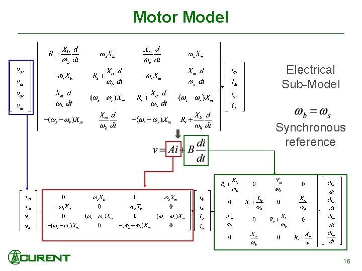 Motor Model Electrical Sub-Model Synchronous reference 16 