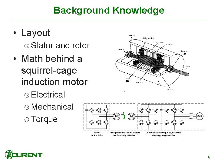 Background Knowledge • Layout Stator and rotor • Math behind a squirrel-cage induction motor