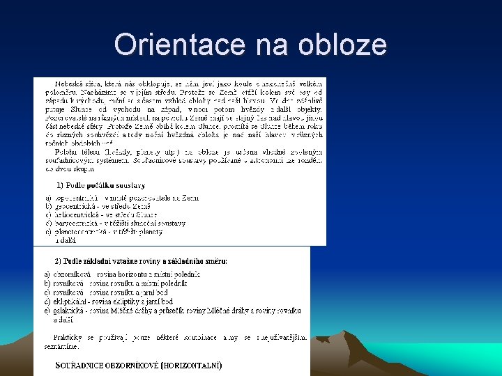 Orientace na obloze 