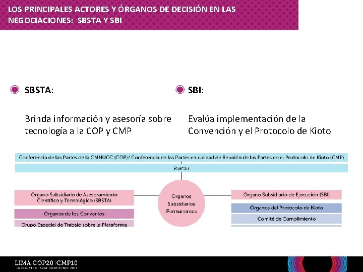 LOS PRINCIPALES ACTORES Y ÓRGANOS DE DECISIÓN EN LAS NEGOCIACIONES: SBSTA Y SBI SBSTA: