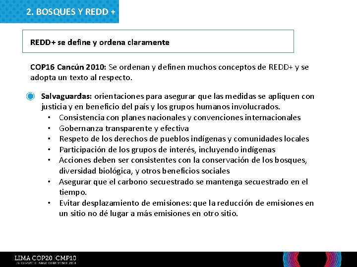 2. BOSQUES Y REDD + REDD+ se define y ordena claramente COP 16 Cancún