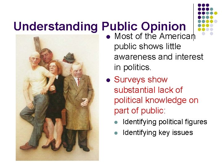 Understanding Public Opinion l l Most of the American public shows little awareness and