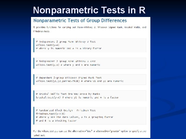 Nonparametric Tests in R 