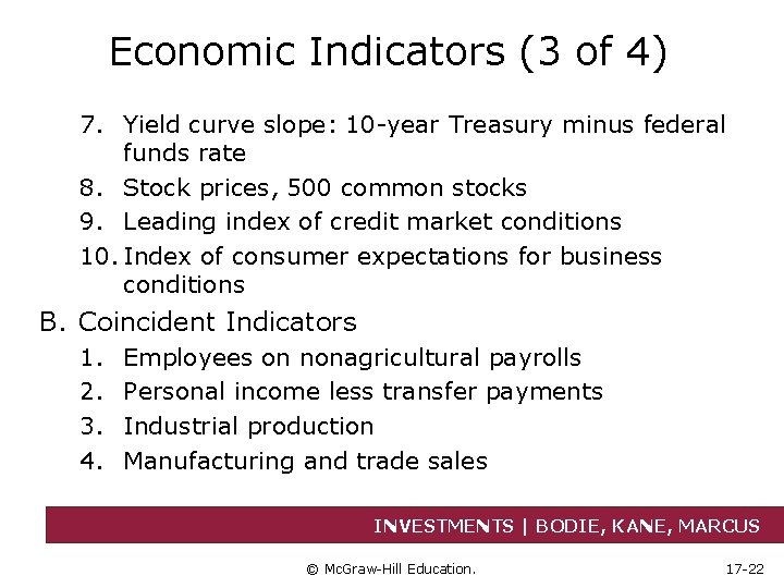 Economic Indicators (3 of 4) 7. Yield curve slope: 10 -year Treasury minus federal