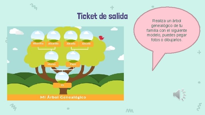 Ticket de salida Realiza un árbol genealógico de tu familia con el siguiente modelo, Ticket de salida Realiza un árbol genealógico de tu familia con el siguiente modelo,