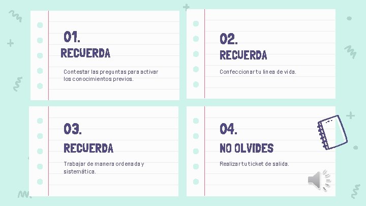 01. RECUERDA 02. RECUERDA Contestar las preguntas para activar los conocimientos previos. Confeccionar tu 01. RECUERDA 02. RECUERDA Contestar las preguntas para activar los conocimientos previos. Confeccionar tu
