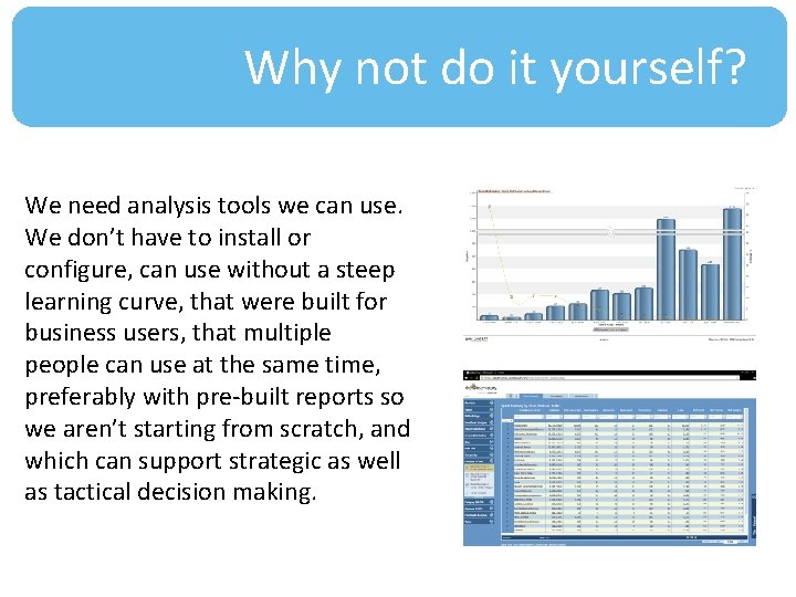 Why not do it yourself? We need analysis tools we can use. We don’t