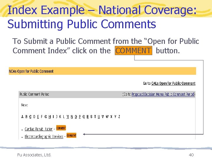 Index Example – National Coverage: Submitting Public Comments To Submit a Public Comment from