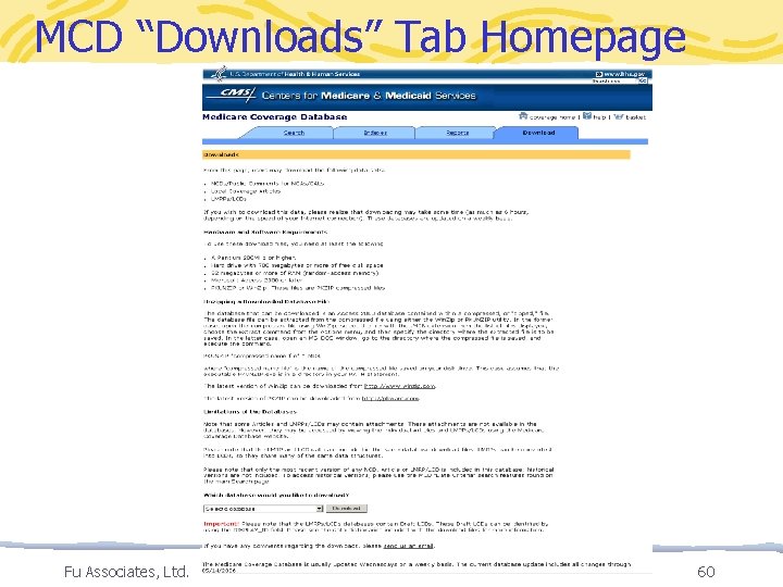 MCD “Downloads” Tab Homepage Fu Associates, Ltd. 60 