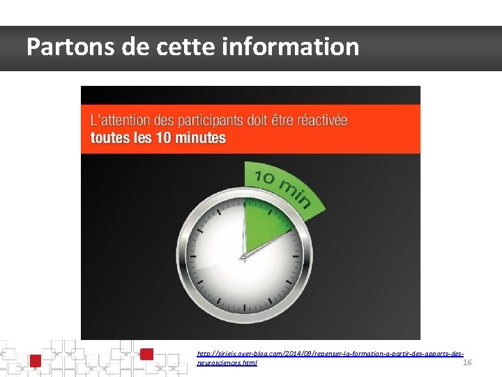Partons de cette information http: //sirieix. over-blog. com/2014/09/repenser-la-formation-a-partir-des-apports-desneurosciences. html 16 