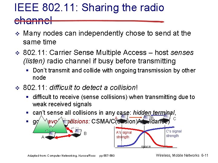 IEEE 802. 11: Sharing the radio channel v v Many nodes can independently chose