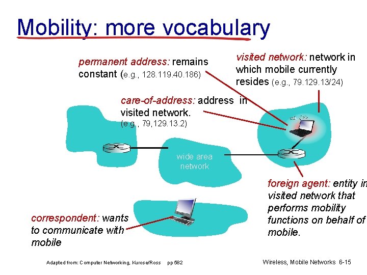 Mobility: more vocabulary permanent address: remains constant (e. g. , 128. 119. 40. 186)
