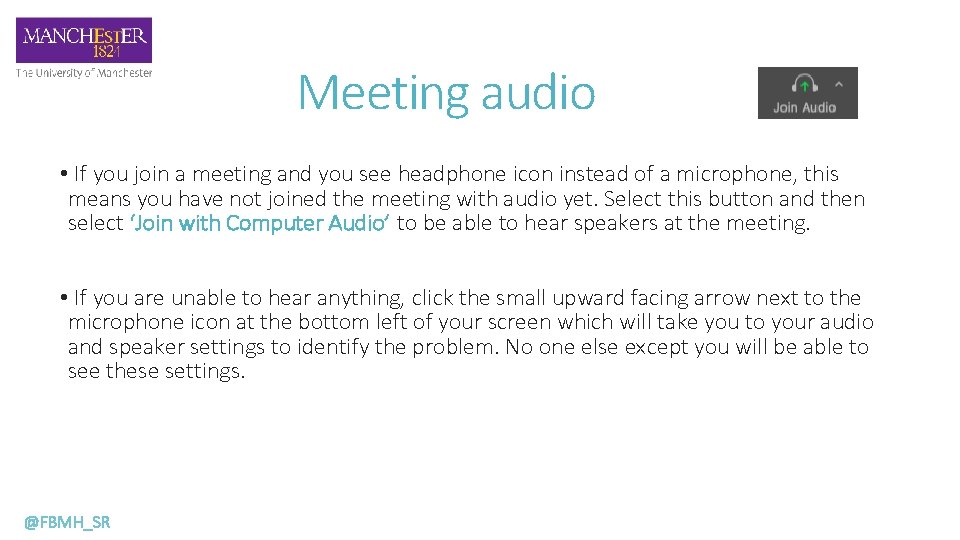 Meeting audio • If you join a meeting and you see headphone icon instead