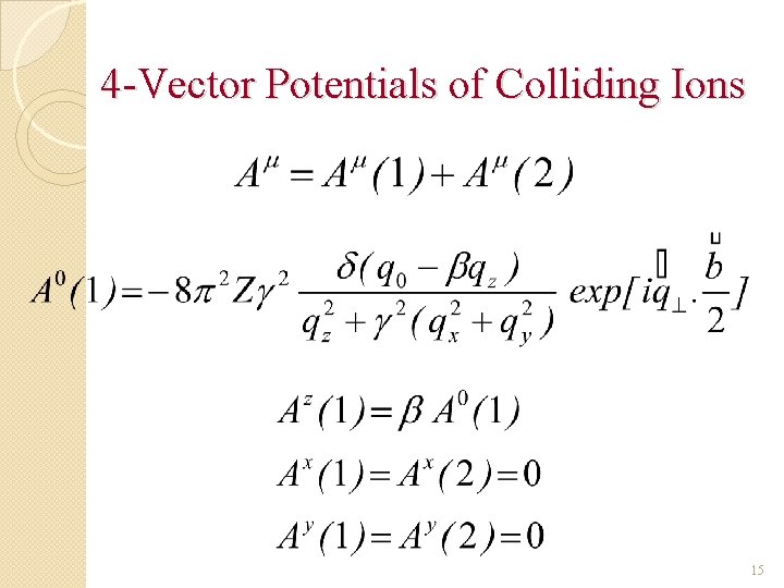 4 -Vector Potentials of Colliding Ions 15 