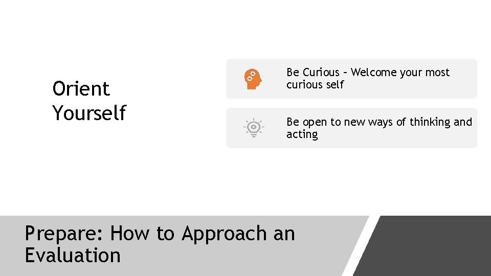 Orient Yourself Be Curious – Welcome your most curious self Be open to new