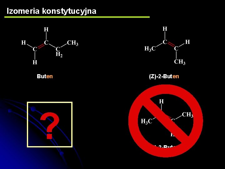 Izomeria konstytucyjna Buten ? (Z)-2 -Buten (E)-2 -Buten 