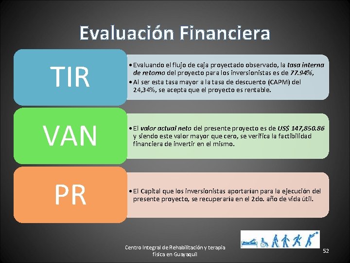 Evaluación Financiera TIR • Evaluando el flujo de caja proyectado observado, la tasa interna