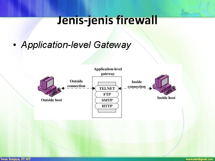 Jenis-jenis firewall • Application-level Gateway 