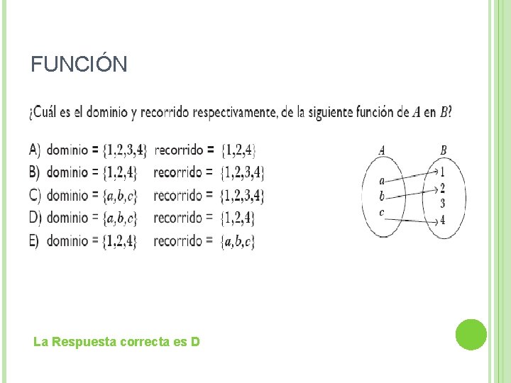 FUNCIÓN La Respuesta correcta es D 