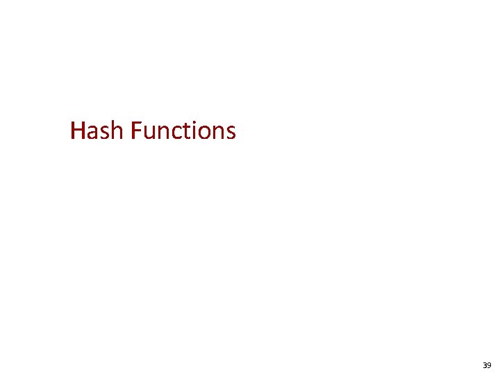 Hash Functions 39 