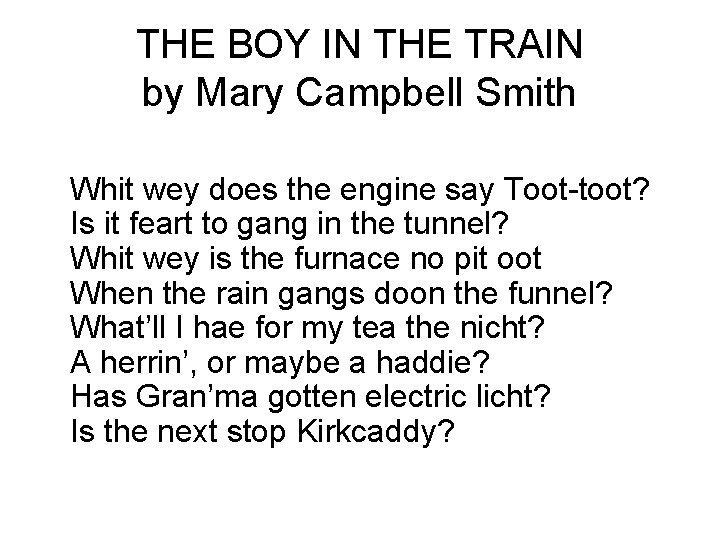 THE BOY IN THE TRAIN by Mary Campbell Smith Whit wey does the engine