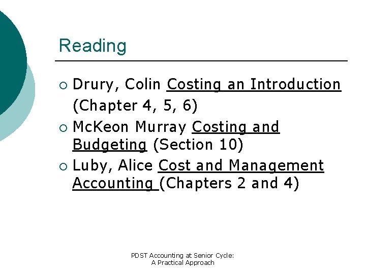 Reading Drury, Colin Costing an Introduction (Chapter 4, 5, 6) ¡ Mc. Keon Murray
