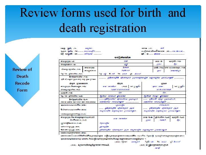 Review forms used for birth and death registration Review of Death Recode Form Challenges…