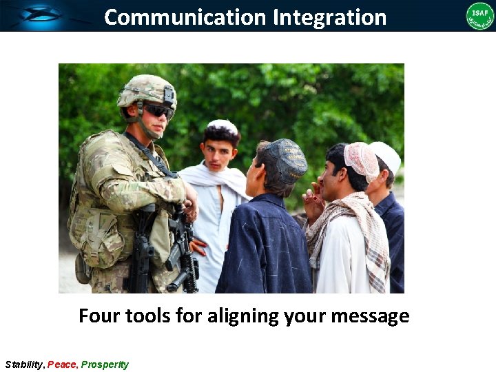 Communication Integration Four tools for aligning your message Stability, Peace, Prosperity 