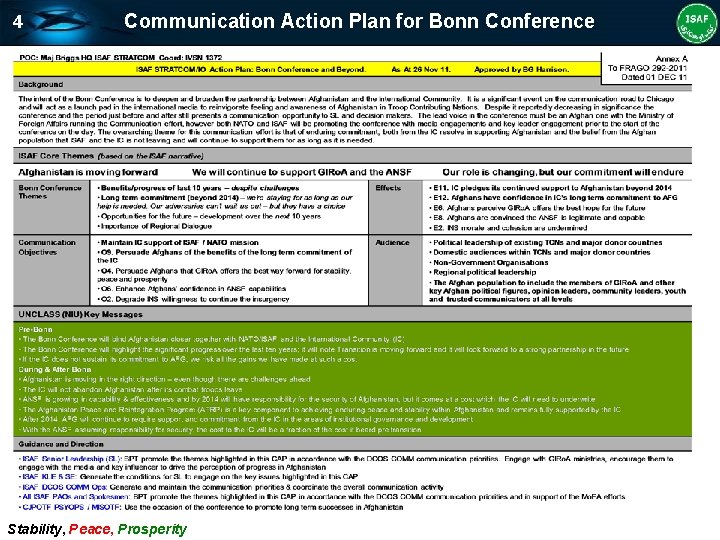 4 Communication Action Plan for Bonn Conference Stability, Peace, Prosperity 