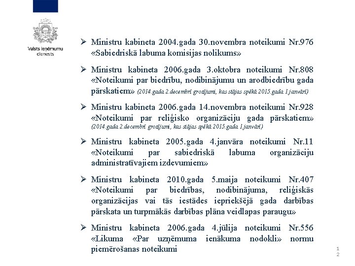 Ø Ministru kabineta 2004. gada 30. novembra noteikumi Nr. 976 «Sabiedriskā labuma komisijas nolikums»
