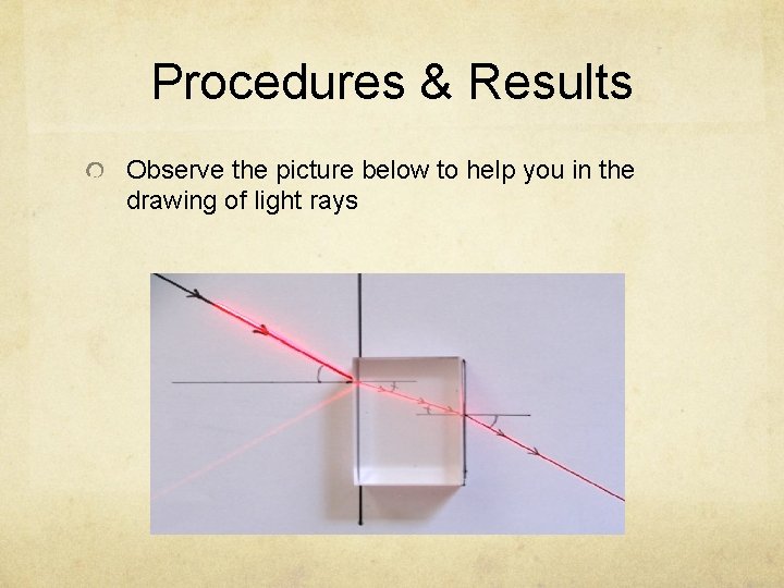 Procedures & Results Observe the picture below to help you in the drawing of