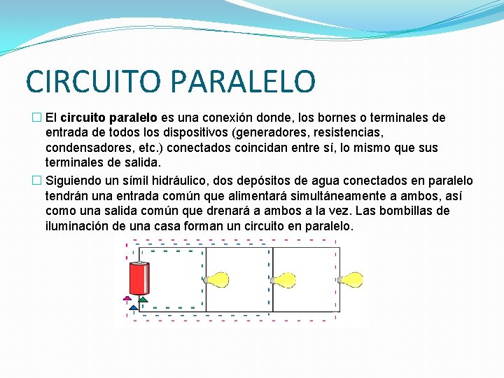 CIRCUITO PARALELO � El circuito paralelo es una conexión donde, los bornes o terminales