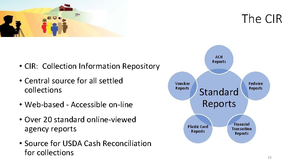 The CIR ACH Reports • CIR: Collection Information Repository • Central source for all