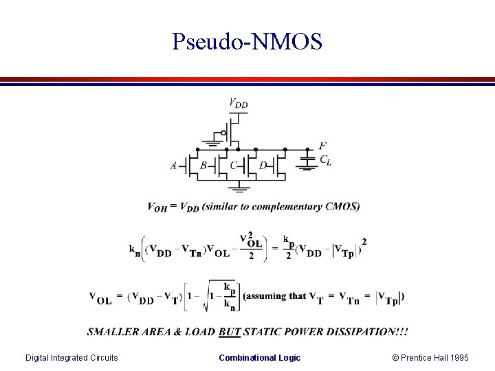 Pseudo-NMOS Digital Integrated Circuits Combinational Logic © Prentice Hall 1995 