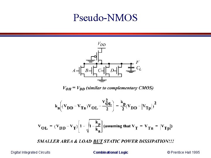 Pseudo-NMOS Digital Integrated Circuits Combinational Logic © Prentice Hall 1995 