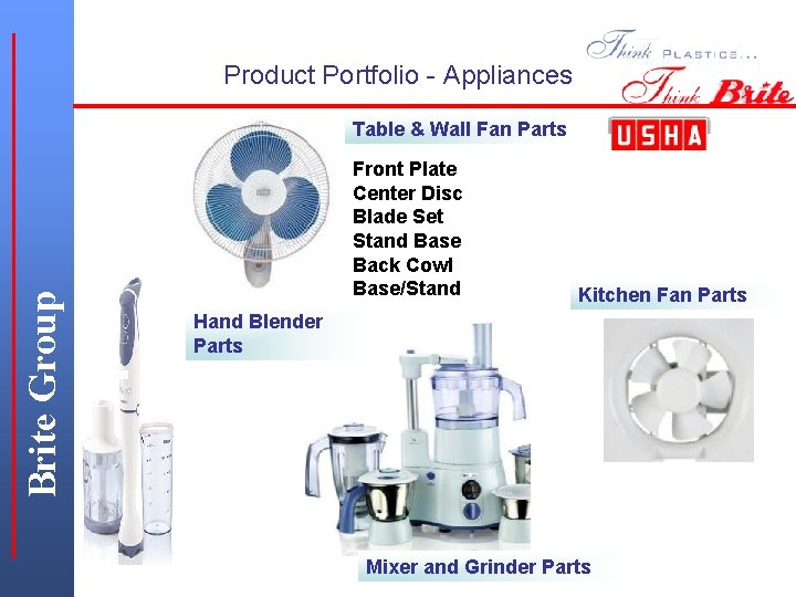 Product Portfolio - Appliances Brite Group Table & Wall Fan Parts Front Plate Center