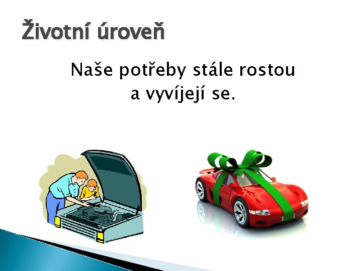 Životní úroveň Naše potřeby stále rostou a vyvíjejí se. 