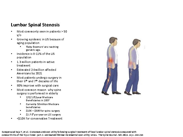 Lumbar Spinal Stenosis • • Most commonly seen in patients > 50 y/o Growing