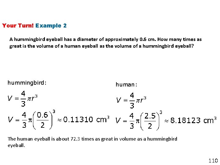 Your Turn! Example 2 A hummingbird eyeball has a diameter of approximately 0. 6