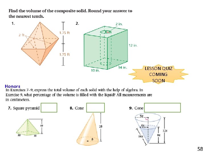 Honors LESSON QUIZ COMING SOON 58 