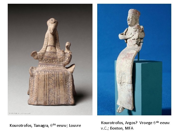 Kourotrofos, Tanagra, 6 de eeuw; Louvre Kourotrofos, Argos? Vroege 6 de eeuw v. C.