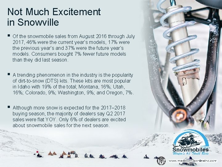 Not Much Excitement in Snowville § Of the snowmobile sales from August 2016 through