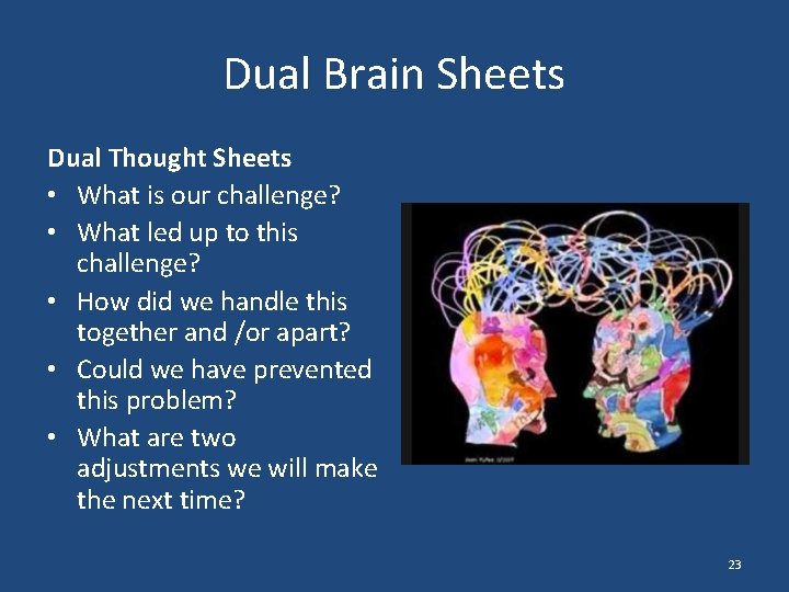 Dual Brain Sheets Dual Thought Sheets • What is our challenge? • What led