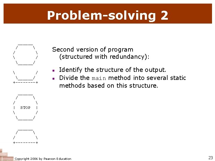 Problem-solving 2 ______ /   / Second version of program (structured with redundancy):