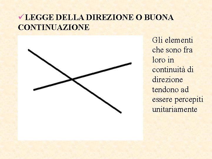 üLEGGE DELLA DIREZIONE O BUONA CONTINUAZIONE Gli elementi che sono fra loro in continuità