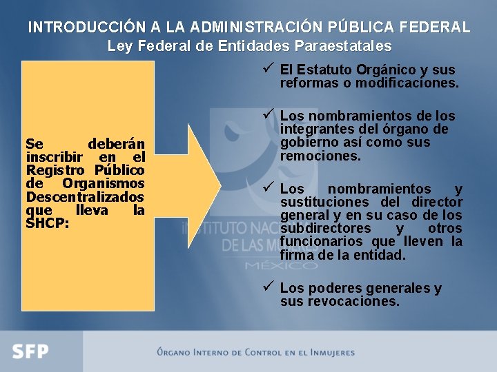 INTRODUCCIÓN A LA ADMINISTRACIÓN PÚBLICA FEDERAL Ley Federal de Entidades Paraestatales ü El Estatuto