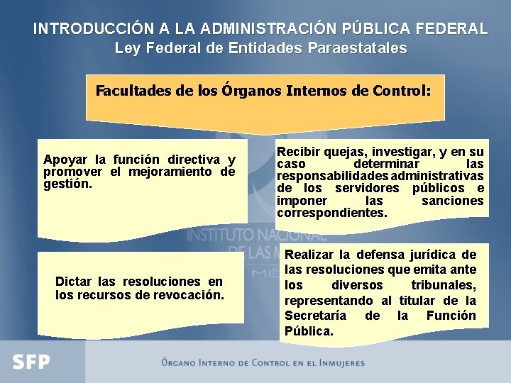 INTRODUCCIÓN A LA ADMINISTRACIÓN PÚBLICA FEDERAL Ley Federal de Entidades Paraestatales Facultades de los