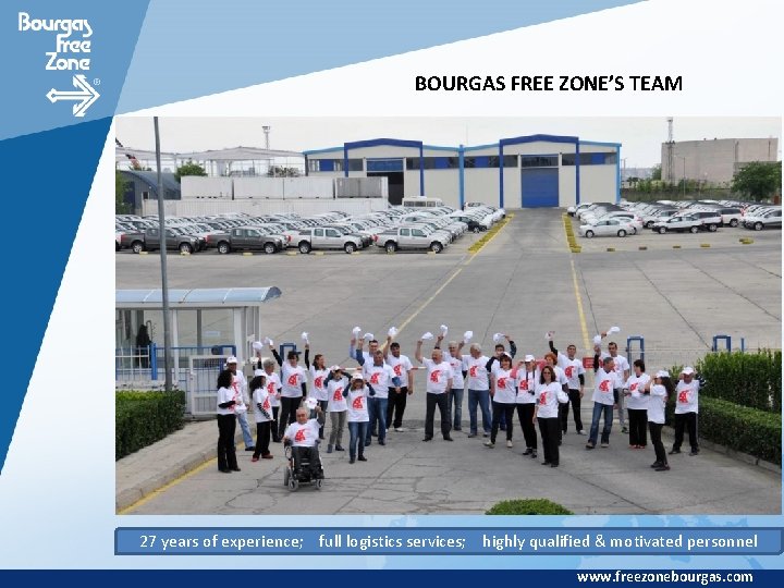  BOURGAS FREE ZONE’S TEAM 27 years of experience; full logistics services; highly qualified