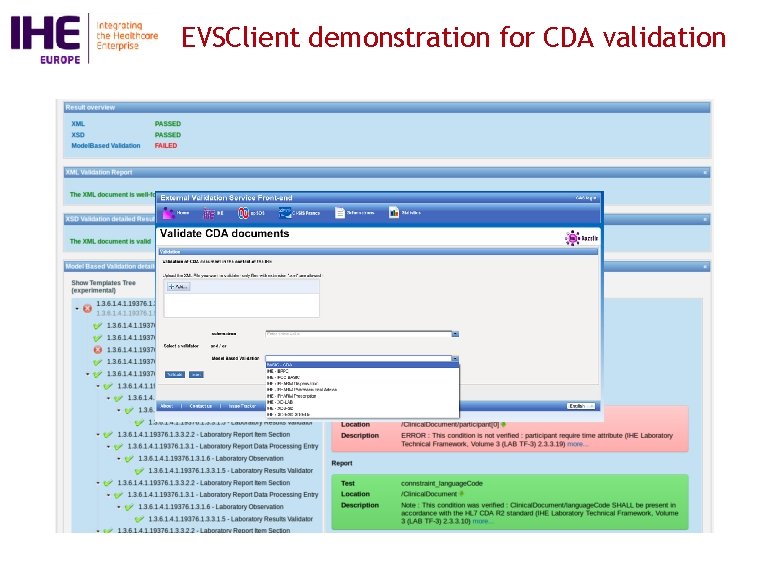 EVSClient demonstration for CDA validation 